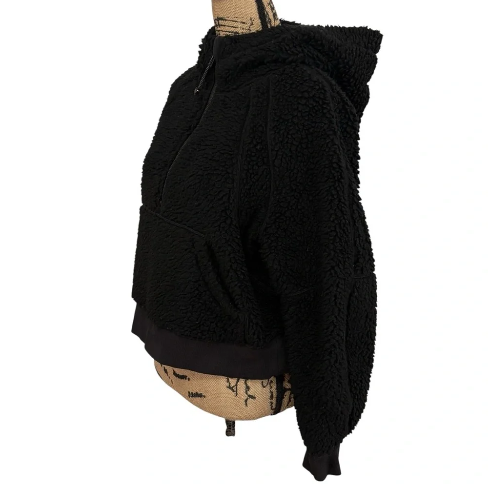 Lululemon Scuba Oversized Sherpa 1/2 Zip Pullover Black Hooded Size XS/Small - Picture 9 of 9